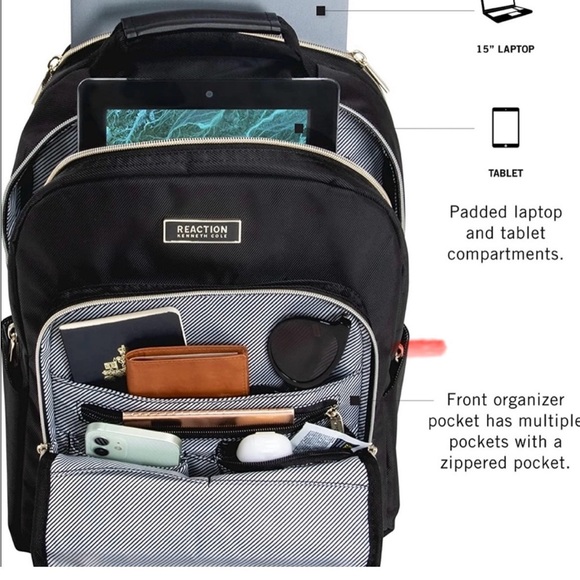 Kenneth Cole Reaction Black Backpack - Picture 3 of 7